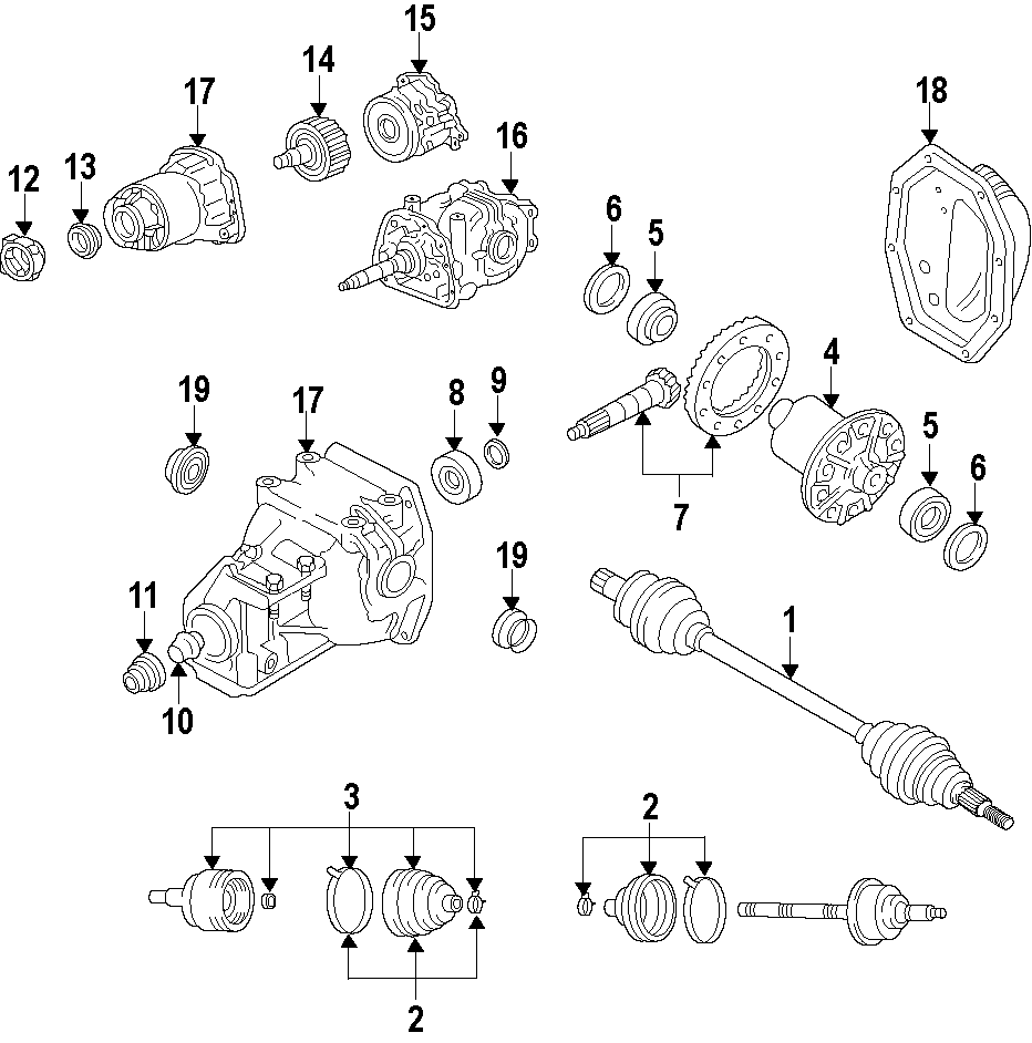 Diagram REAR AXLE. AXLE SHAFTS & JOINTS. DIFFERENTIAL. DRIVE AXLES. PROPELLER SHAFT. for your 2019 Mazda CX-5  Sport Sport Utility 