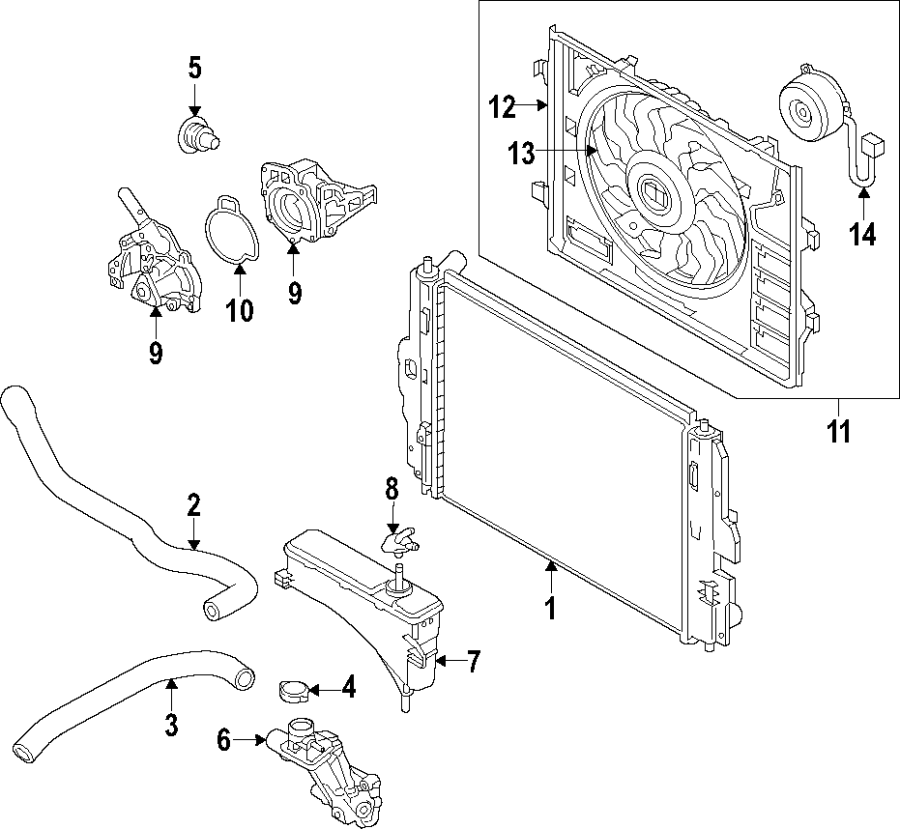 Diagram COOLING SYSTEM. COOLING FAN. RADIATOR. WATER PUMP. for your Mazda