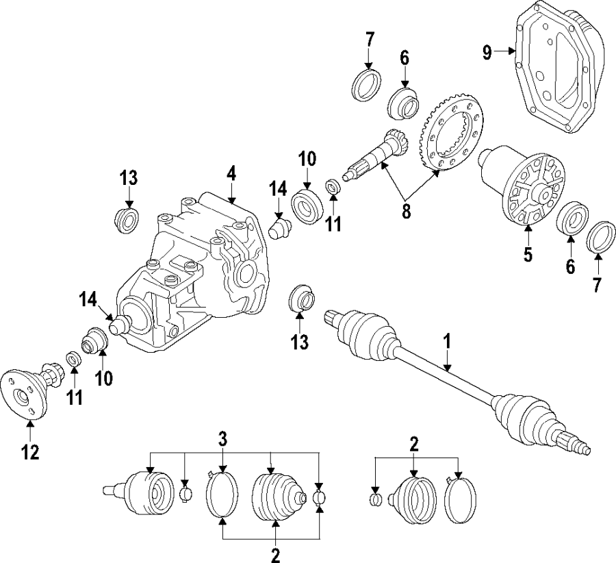 Diagram REAR AXLE. AXLE SHAFTS & JOINTS. DIFFERENTIAL. DRIVE AXLES. PROPELLER SHAFT. for your 2004 Mazda MIATA   