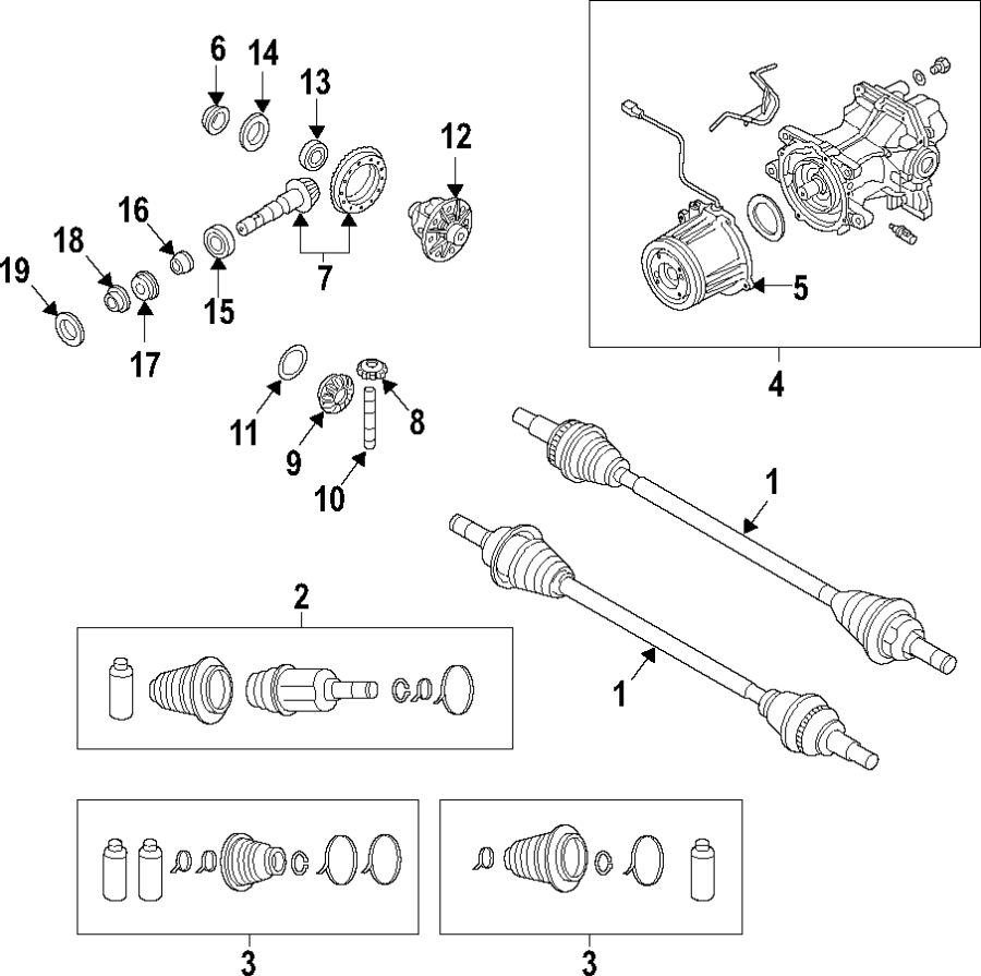 Diagram REAR AXLE. AXLE SHAFTS & JOINTS. DIFFERENTIAL. DRIVE AXLES. PROPELLER SHAFT. for your 2005 Mazda B4000   