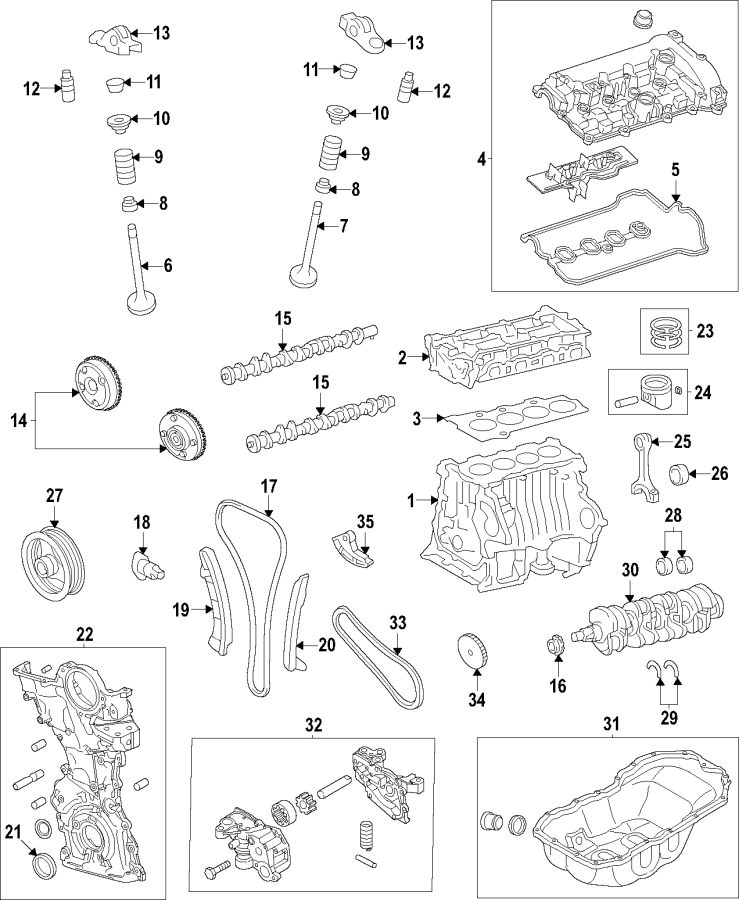 Diagram Camshaft & timing. Crankshaft & bearings. Cylinder head & valves. Lubrication. Mounts. Pistons. Rings & bearings. for your 1997 Mazda Millenia   