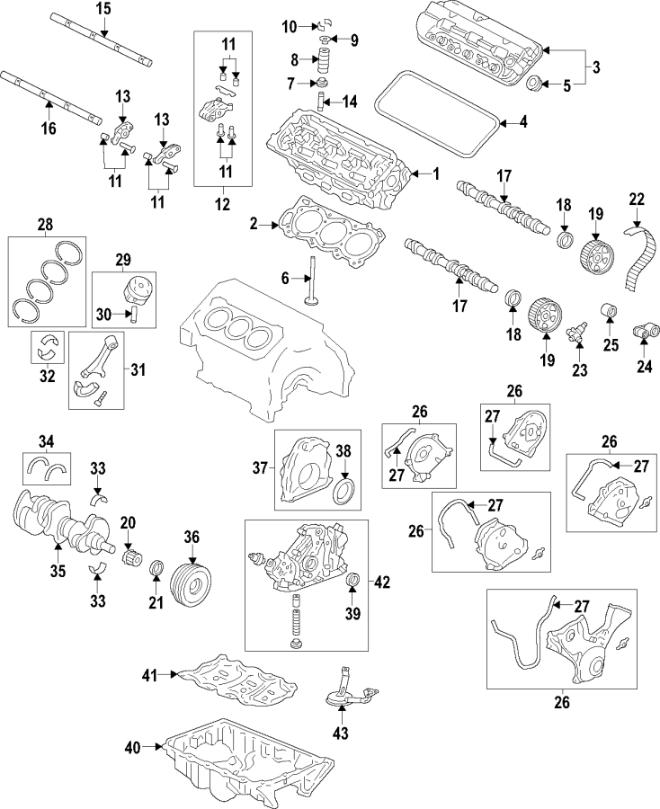 CAMSHAFT & TIMING. CRANKSHAFT & BEARINGS. CYLINDER HEAD & VALVES. LUBRICATION. MOUNTS. PISTONS. RINGS & BEARINGS.https://images.simplepart.com/images/parts/motor/fullsize/F6A1040.png