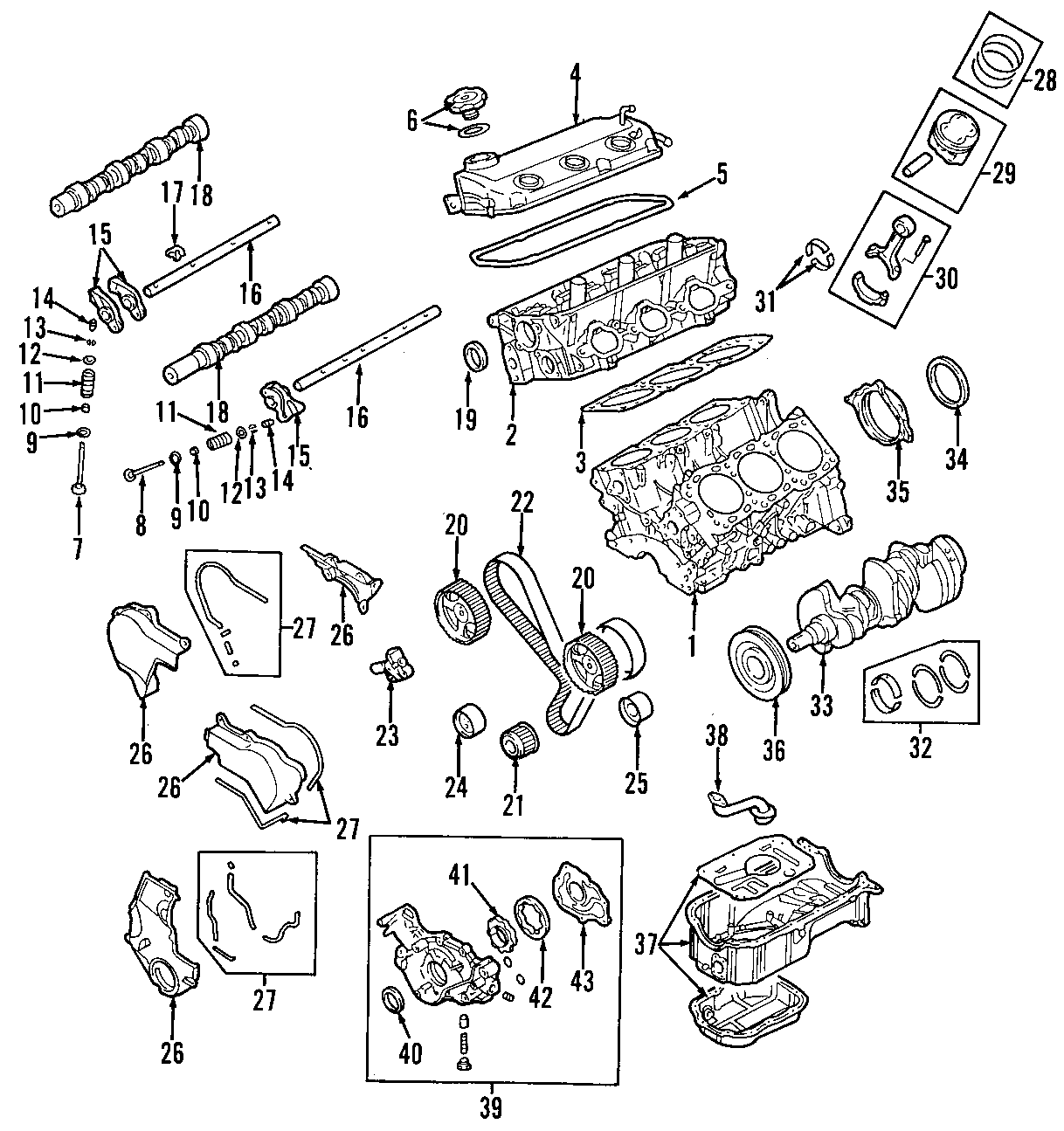 15CAMSHAFT & TIMING. CRANKSHAFT & BEARINGS. CYLINDER HEAD & VALVES. LUBRICATION. MOUNTS. PISTONS. RINGS & BEARINGS.https://images.simplepart.com/images/parts/motor/fullsize/F708040.png