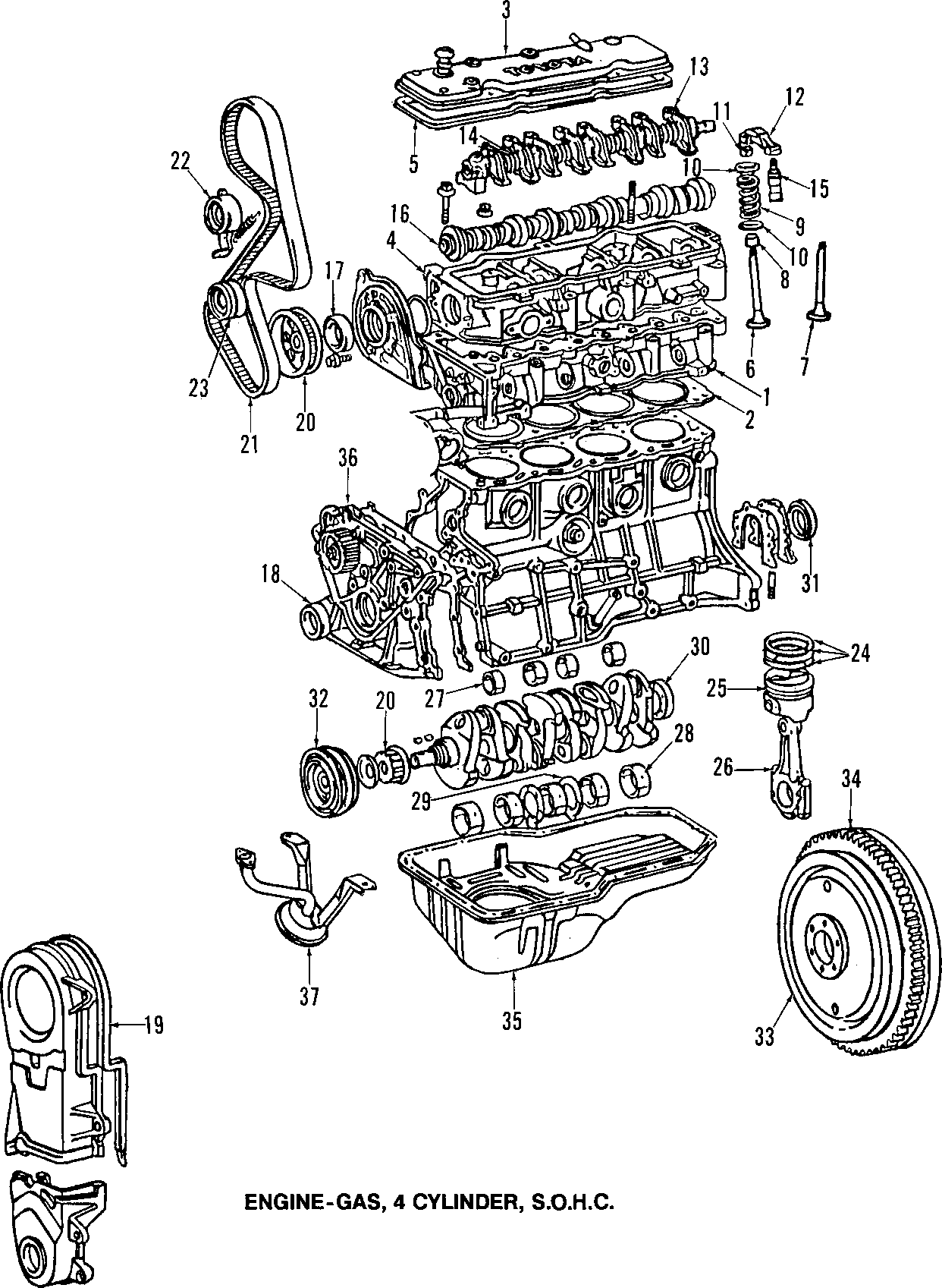 Diagram CAMSHAFT & TIMING. CRANKSHAFT & BEARINGS. CYLINDER HEAD & VALVES. LUBRICATION. MOUNTS. PISTONS. RINGS & BEARINGS. for your Toyota Camry  