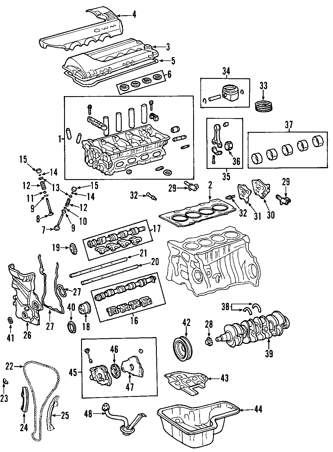 Diagram CAMSHAFT & TIMING. CRANKSHAFT & BEARINGS. CYLINDER HEAD & VALVES. LUBRICATION. MOUNTS. PISTONS. RINGS & BEARINGS. for your 2012 Toyota Tacoma 4.0L V6 M/T 4WD Base Standard Cab Pickup Fleetside 