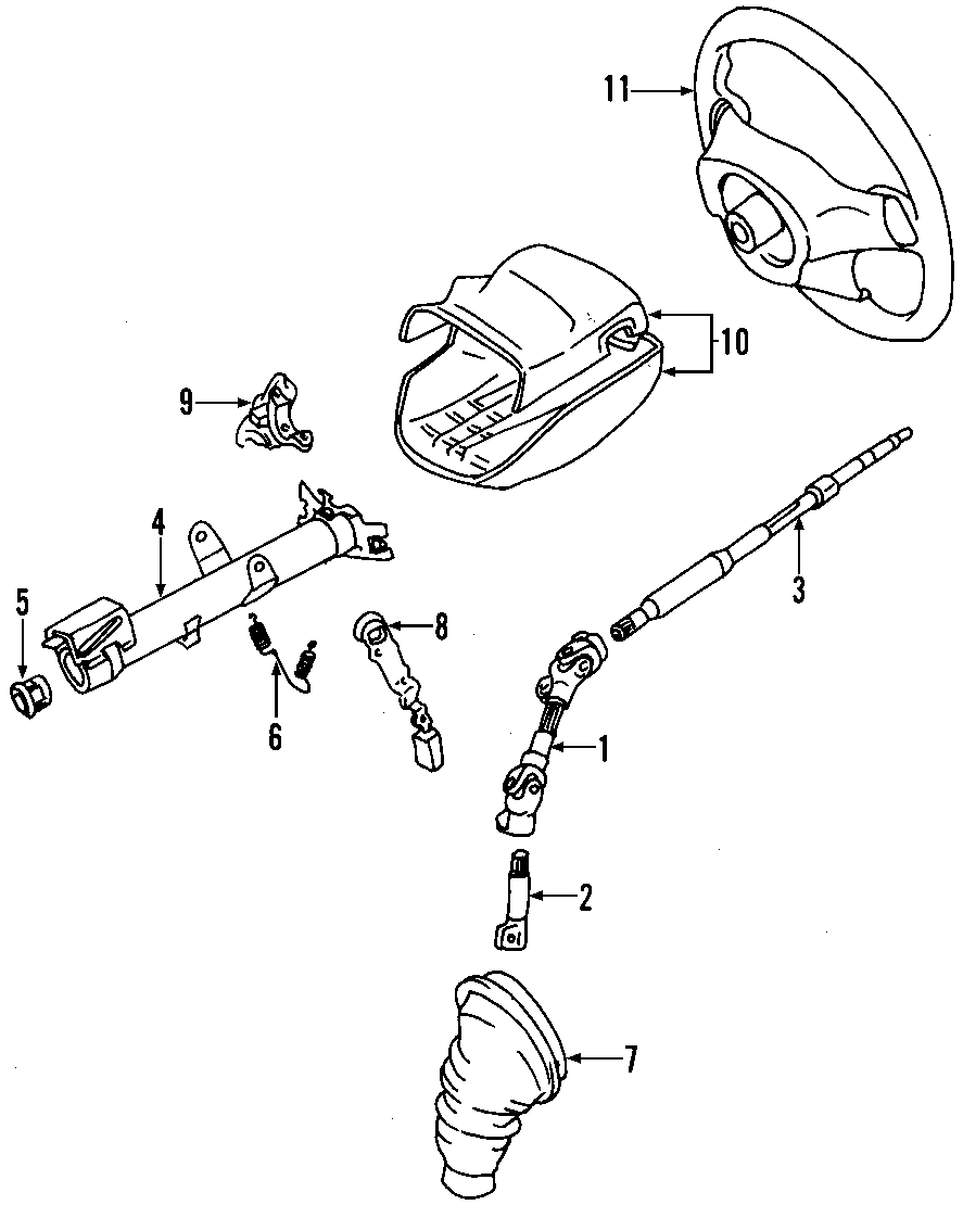 Diagram STEERING COLUMN. STEERING WHEEL. for your 1998 Toyota 4Runner   