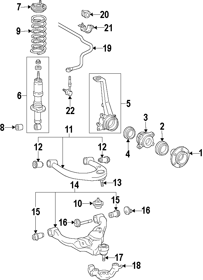 Diagram FRONT SUSPENSION. LOWER CONTROL ARM. STABILIZER BAR. SUSPENSION COMPONENTS. UPPER CONTROL ARM. for your 1985 Toyota Tercel   