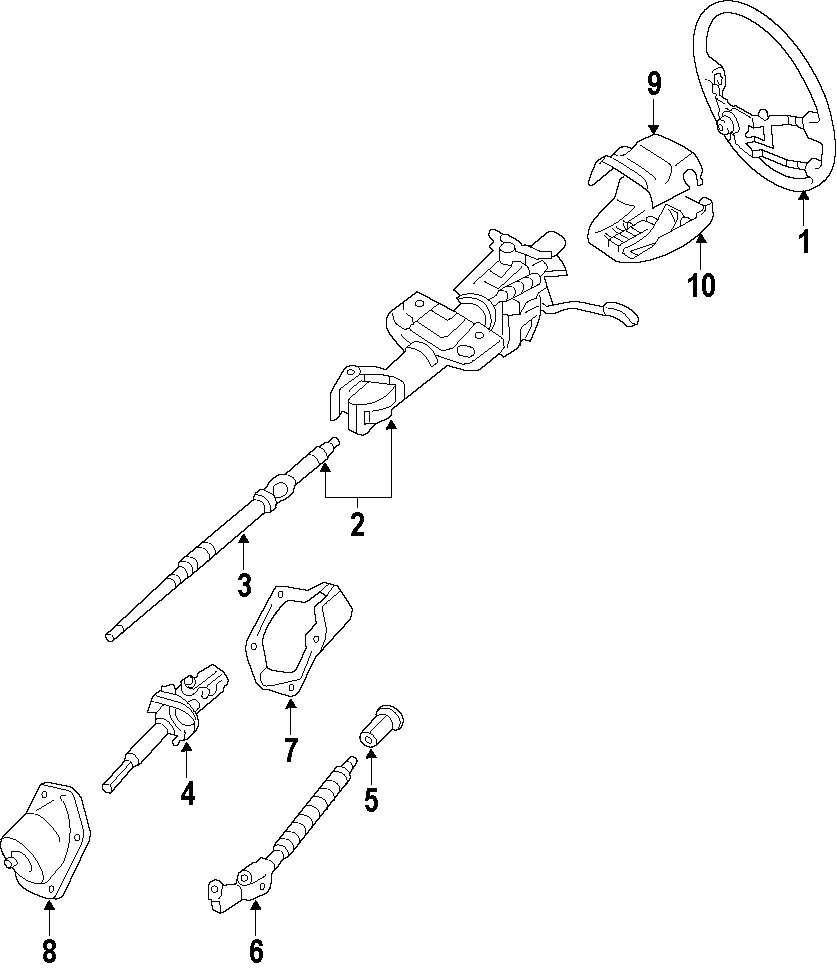 Diagram STEERING COLUMN. STEERING WHEEL. for your 2010 Toyota Sequoia   