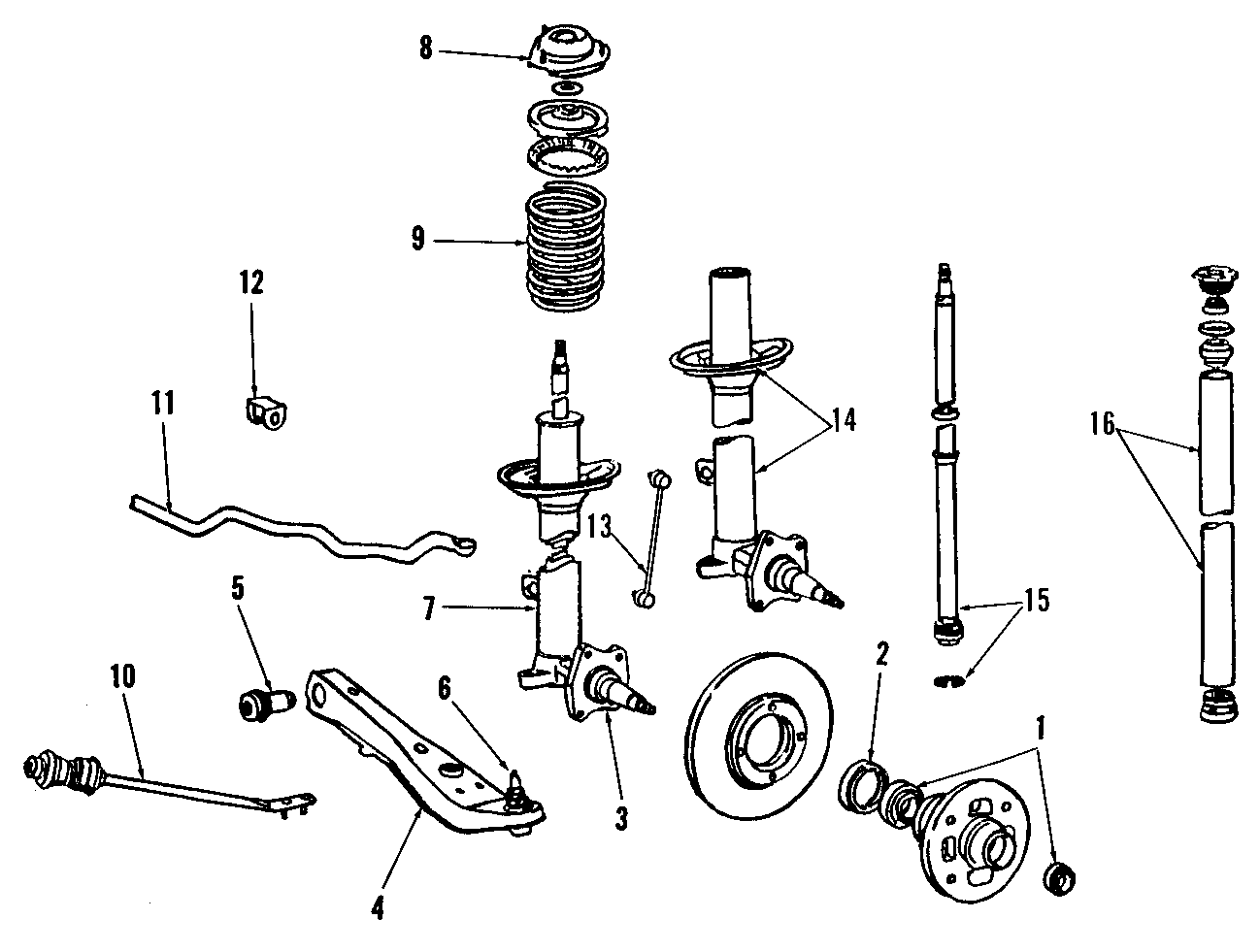 Diagram FRONT SUSPENSION. LOWER CONTROL ARM. STABILIZER BAR. SUSPENSION COMPONENTS. for your 2022 Toyota Corolla   