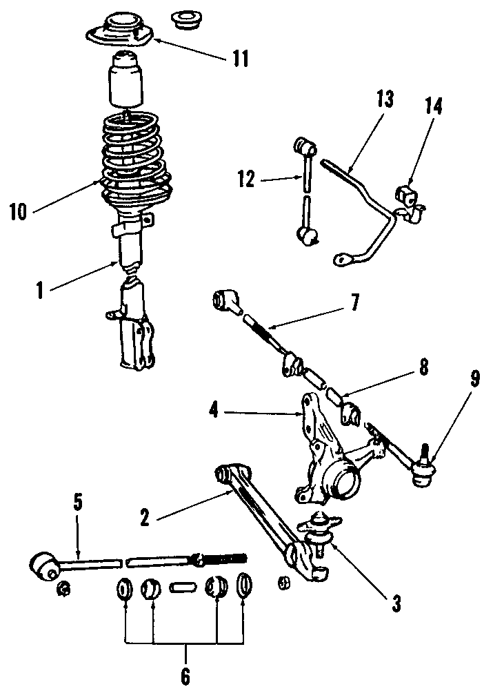 Diagram REAR SUSPENSION. LOWER CONTROL ARM. STABILIZER BAR. SUSPENSION COMPONENTS. for your 1996 Toyota Corolla   