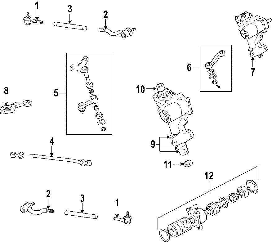 Diagram STEERING GEAR & LINKAGE. for your 2005 Toyota Tundra 4.0L V6 A/T 4WD SR5 Extended Cab Pickup Fleetside 