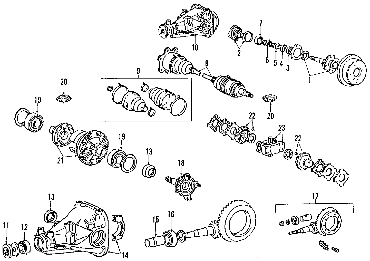 Diagram DRIVE AXLES. REAR AXLE. AXLE SHAFTS & JOINTS. DIFFERENTIAL. PROPELLER SHAFT. for your 2022 Toyota GR Supra   