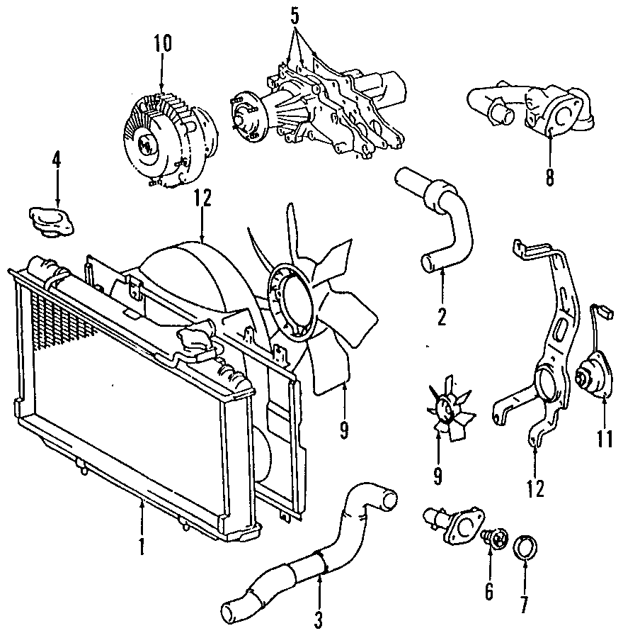 Diagram COOLING SYSTEM. COOLING FAN. RADIATOR. WATER PUMP. for your 2006 Toyota Tacoma 4.0L V6 A/T 4WD Base Extended Cab Pickup Fleetside 