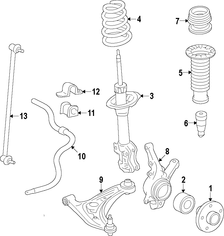 Diagram FRONT SUSPENSION. LOWER CONTROL ARM. STABILIZER BAR. SUSPENSION COMPONENTS. for your 2004 Toyota Echo   