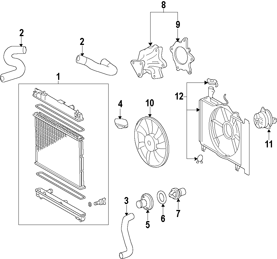 Diagram COOLING SYSTEM. COOLING FAN. RADIATOR. WATER PUMP. for your 1995 Toyota Tacoma 3.4L V6 A/T 4WD Base Standard Cab Pickup Fleetside 