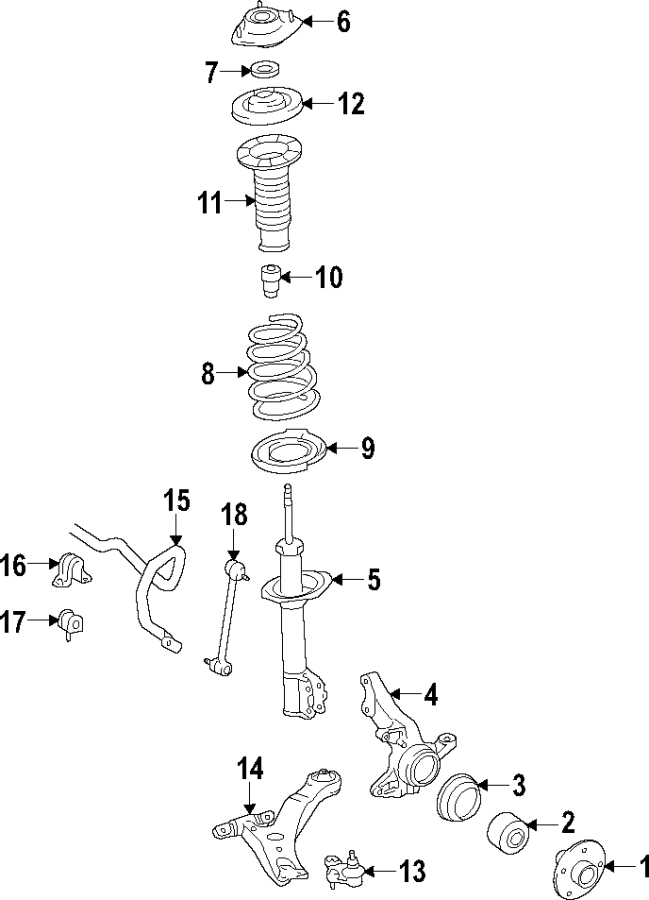 Diagram FRONT SUSPENSION. LOWER CONTROL ARM. STABILIZER BAR. SUSPENSION COMPONENTS. for your 2004 Toyota Sienna  LE Mini Passenger Van 