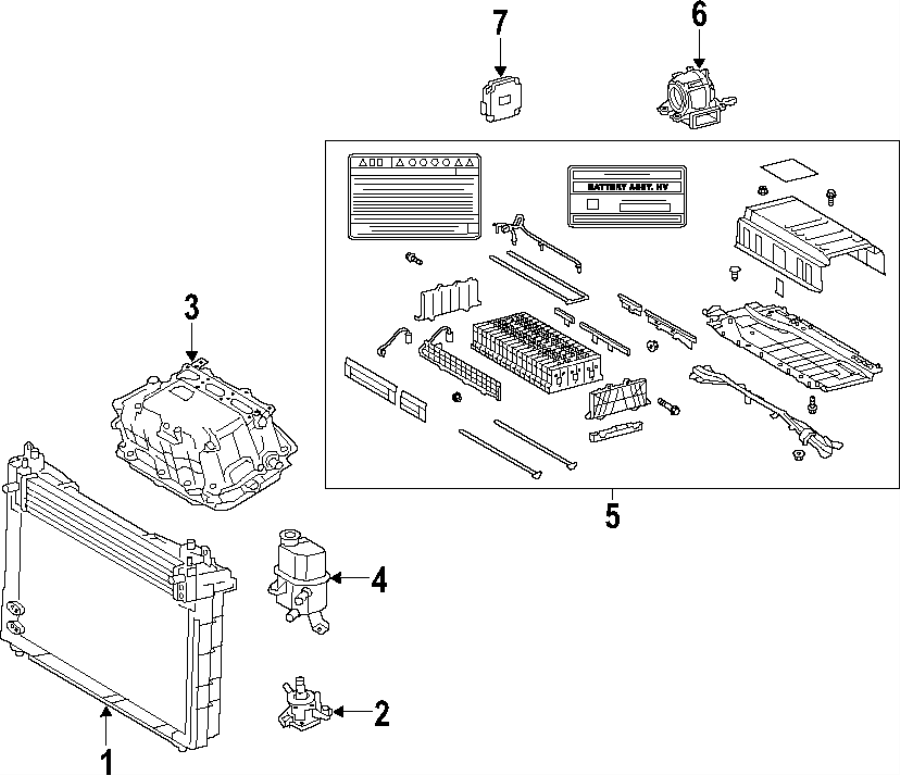 Diagram HYBRID COMPONENTS. BLOWER MOTOR. COOLING SYSTEM. TRACTION MOTOR COMPONENTS. for your 2019 Toyota Sequoia   