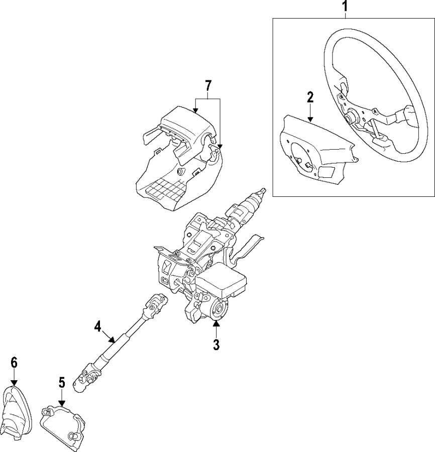 Diagram STEERING COLUMN. STEERING WHEEL. for your 2002 Toyota Sequoia   