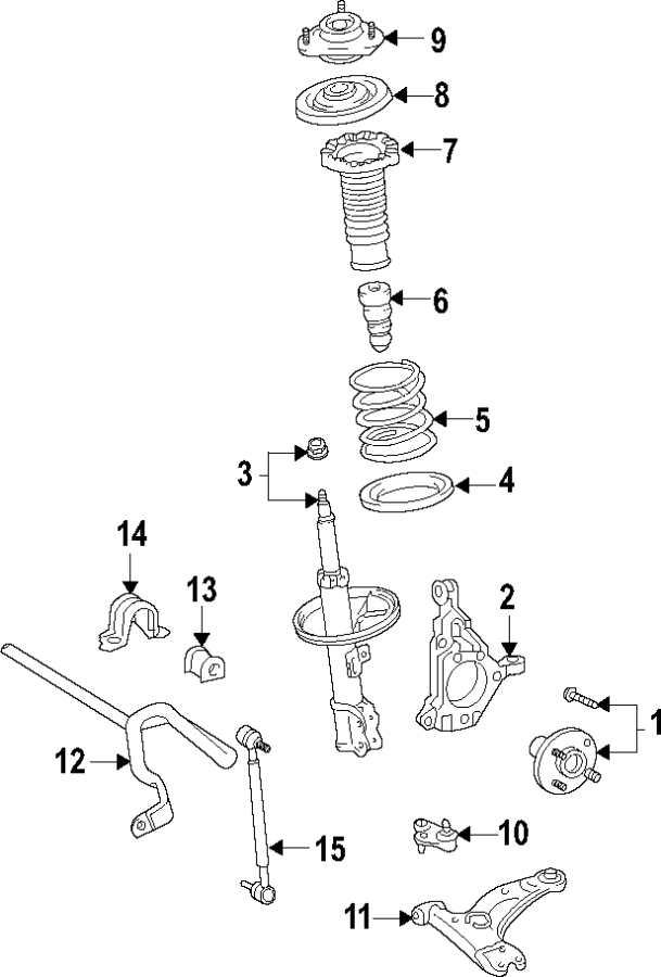 Diagram FRONT SUSPENSION. LOWER CONTROL ARM. RIDE CONTROL. STABILIZER BAR. SUSPENSION COMPONENTS. for your 2005 Toyota Avalon   