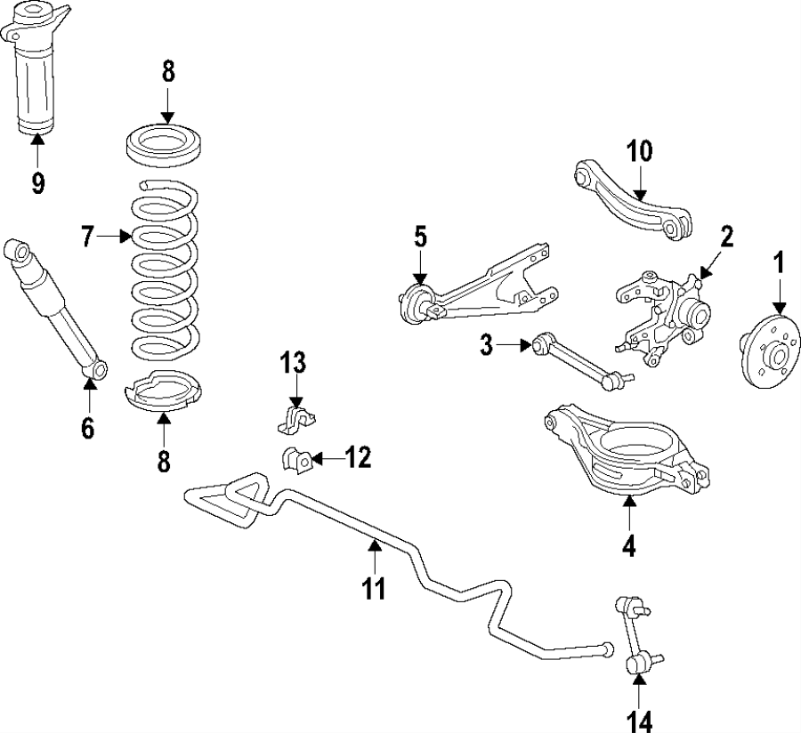 Diagram Rear suspension. Ride control. Stabilizer bar. Suspension components. Upper control arm. for your 2013 Toyota Matrix   