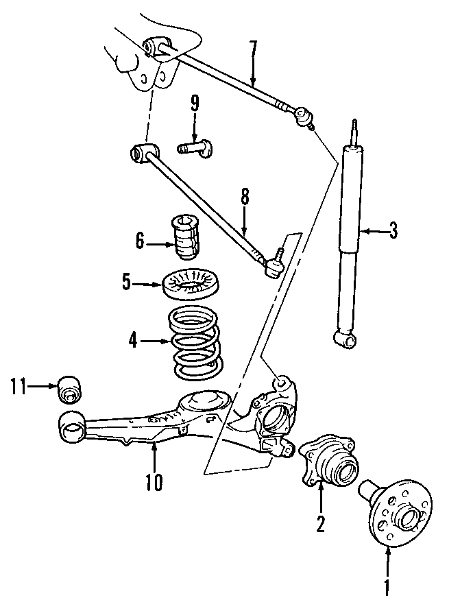 Diagram REAR SUSPENSION. LOWER CONTROL ARM. SUSPENSION COMPONENTS. UPPER CONTROL ARM. for your 2006 Toyota Matrix 1.8L A/T AWD XR Wagon 