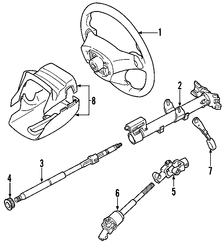 Diagram STEERING COLUMN. STEERING WHEEL. for your 2008 Toyota 4Runner   