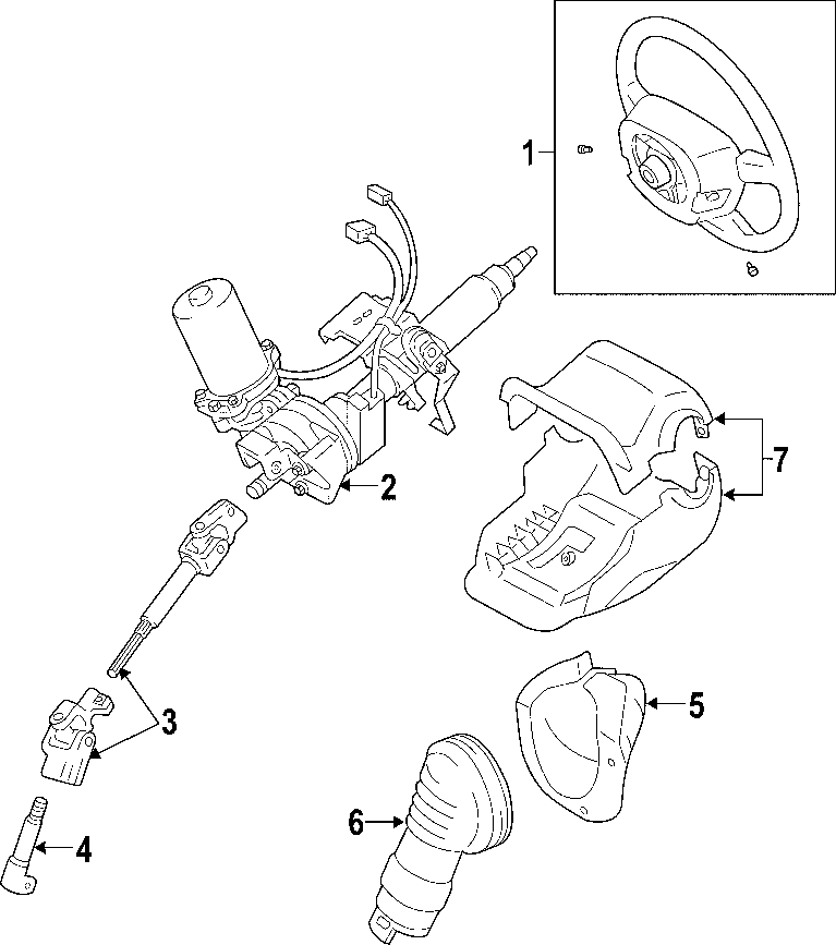 Diagram STEERING COLUMN. STEERING WHEEL. for your 2024 Toyota 4Runner   