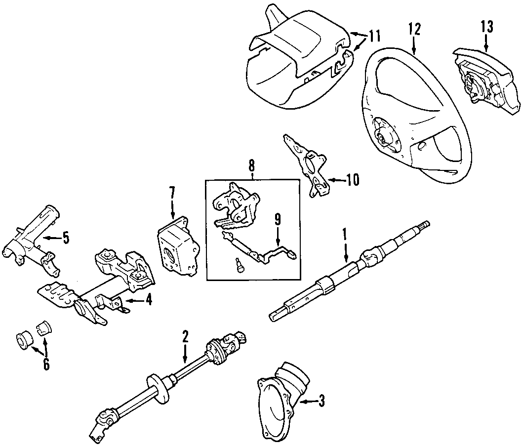 Diagram STEERING COLUMN. STEERING WHEEL. for your Toyota Sienna  