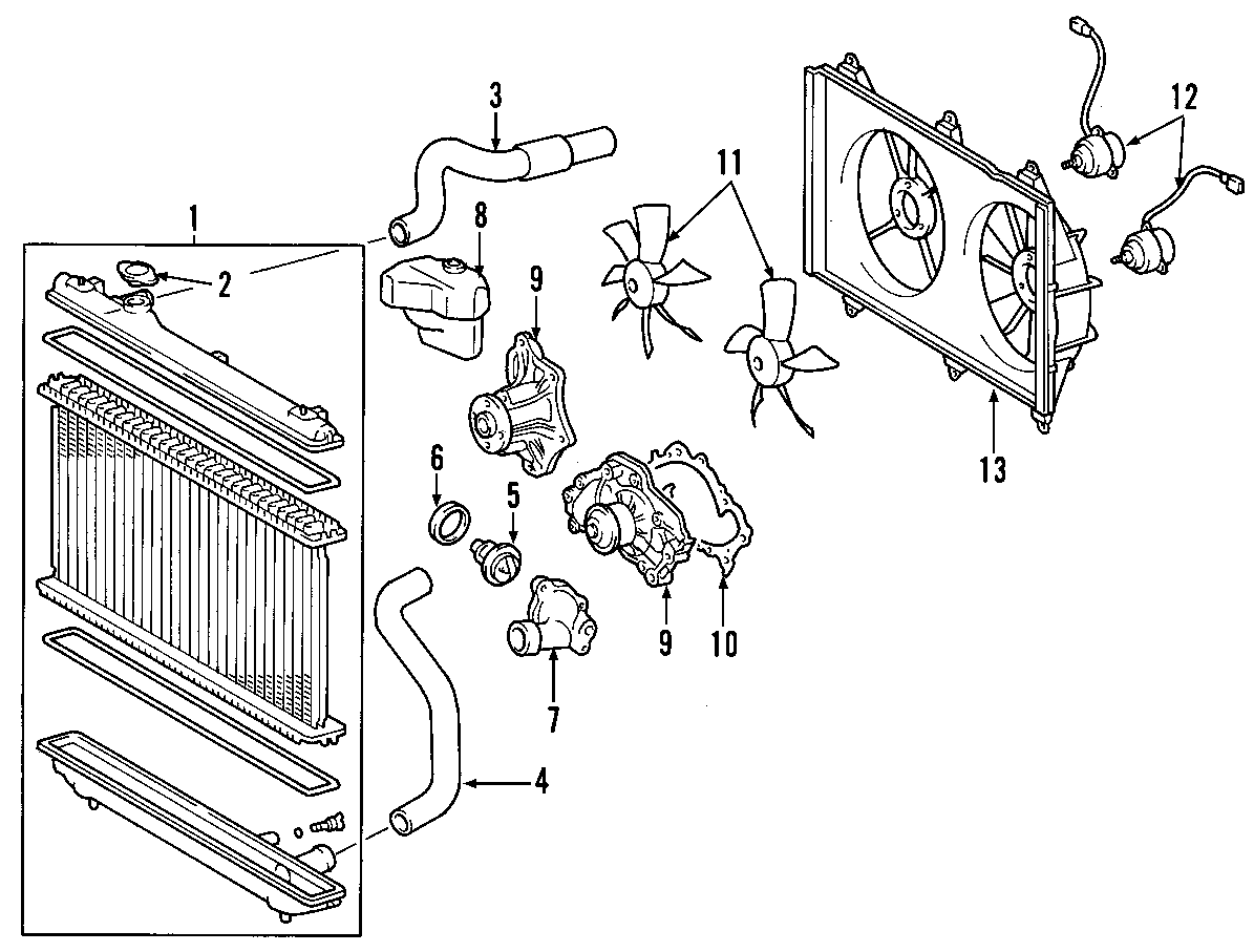 Diagram COOLING SYSTEM. COOLING FAN. RADIATOR. WATER PUMP. for your 2008 Toyota Camry   