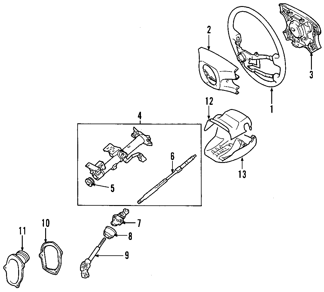 Diagram STEERING COLUMN. STEERING WHEEL. for your 2024 Toyota 4Runner   