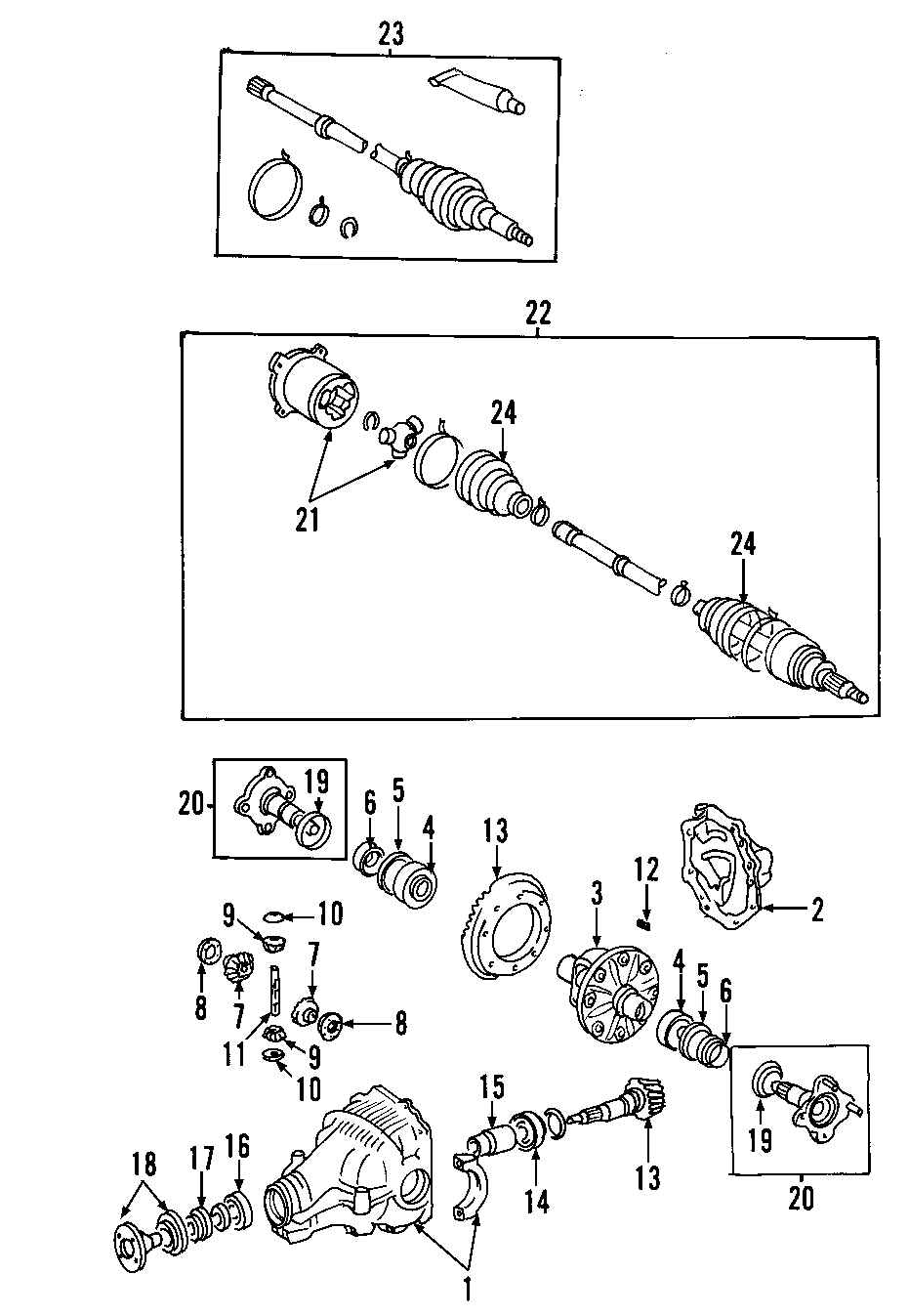 Diagram REAR AXLE. AXLE SHAFTS & JOINTS. DIFFERENTIAL. PROPELLER SHAFT. for your 2006 Toyota Tacoma 4.0L V6 A/T 4WD Base Extended Cab Pickup Fleetside 