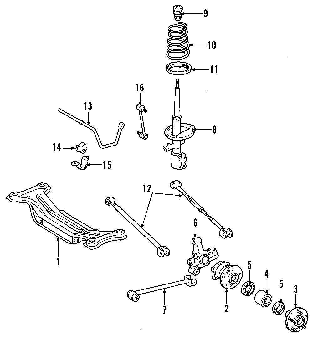 Diagram REAR SUSPENSION. LOWER CONTROL ARM. STABILIZER BAR. SUSPENSION COMPONENTS. for your 2020 Toyota Prius AWD-e   