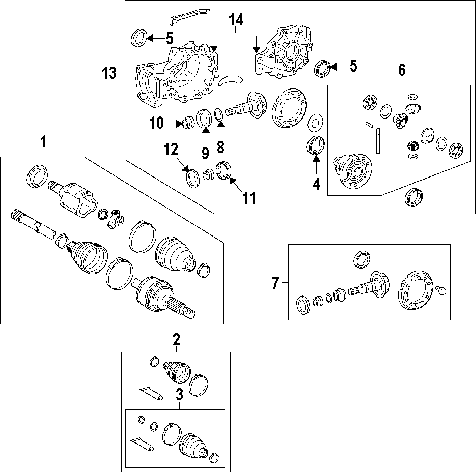 Diagram REAR AXLE. AXLE SHAFTS & JOINTS. DIFFERENTIAL. DRIVE AXLES. PROPELLER SHAFT. for your 2002 Toyota Corolla   