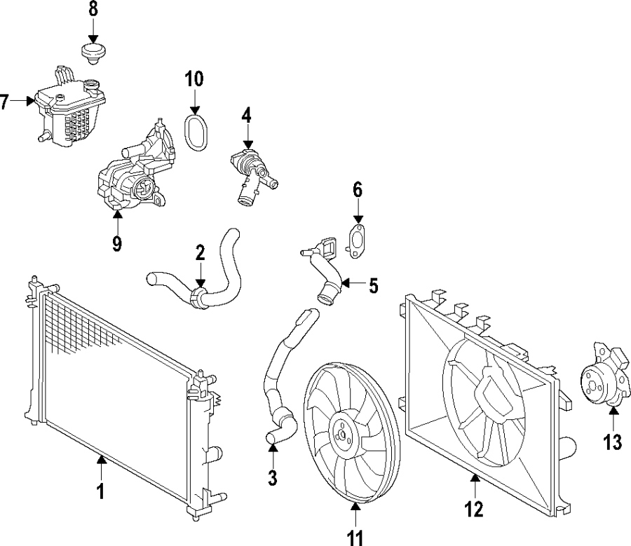 Diagram COOLING SYSTEM. COOLING FAN. RADIATOR. WATER PUMP. for your 2011 Toyota Tundra 5.7L i-Force V8 FLEX A/T 4WD SR5 Extended Cab Pickup Fleetside 