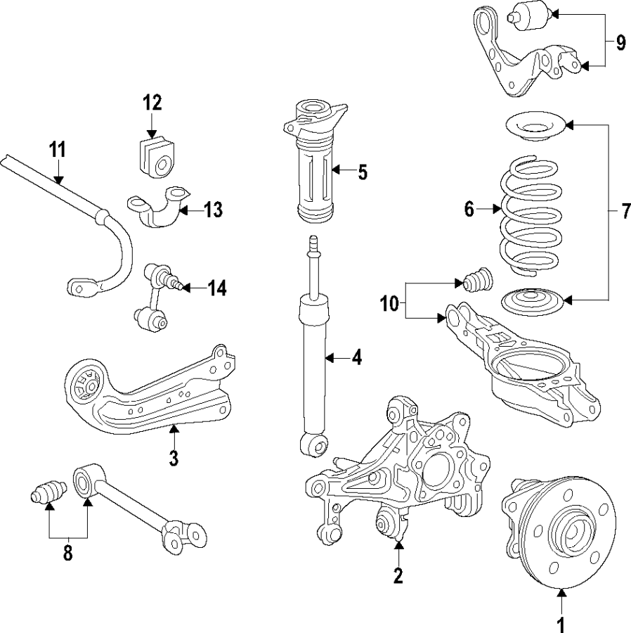 Diagram Rear suspension. Lower control arm. Stabilizer bar. Suspension components. Upper control arm. for your 2006 Toyota Corolla   