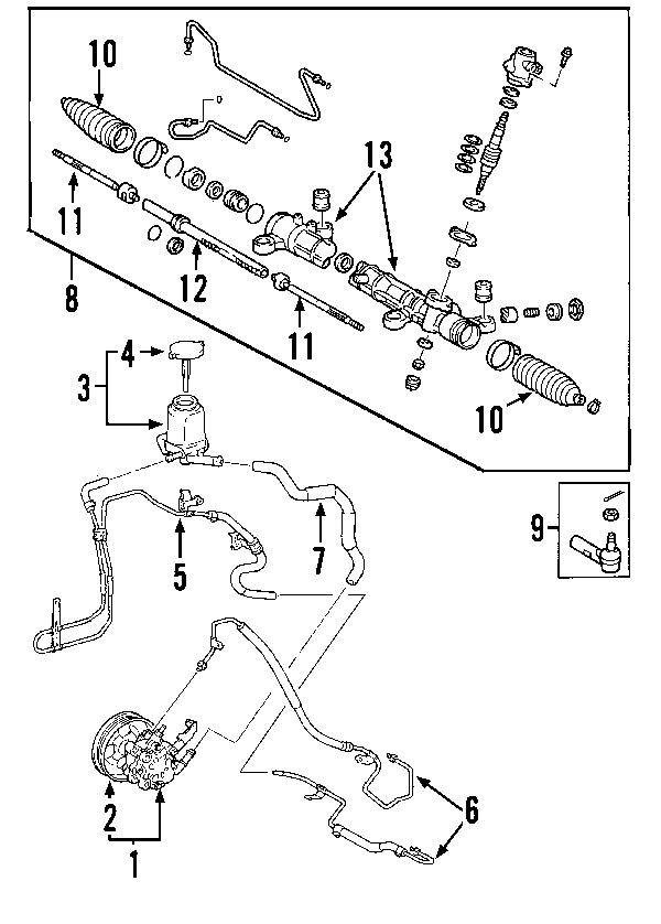 Diagram P/S PUMP & HOSES. STEERING GEAR & LINKAGE. for your 1995 Toyota T100   