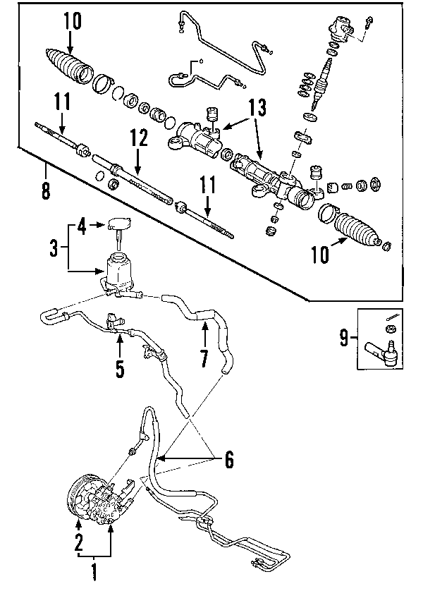 Diagram P/S PUMP & HOSES. STEERING GEAR & LINKAGE. for your 1995 Toyota T100   