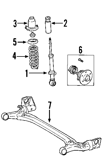 Diagram REAR SUSPENSION. REAR AXLE. STABILIZER BAR. SUSPENSION COMPONENTS. for your 2021 Toyota Prius   