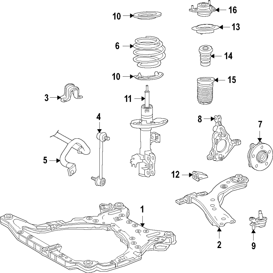 Diagram Front suspension. Lower control arm. Stabilizer bar. Suspension components. for your 2005 Toyota Sienna  LE Mini Passenger Van 