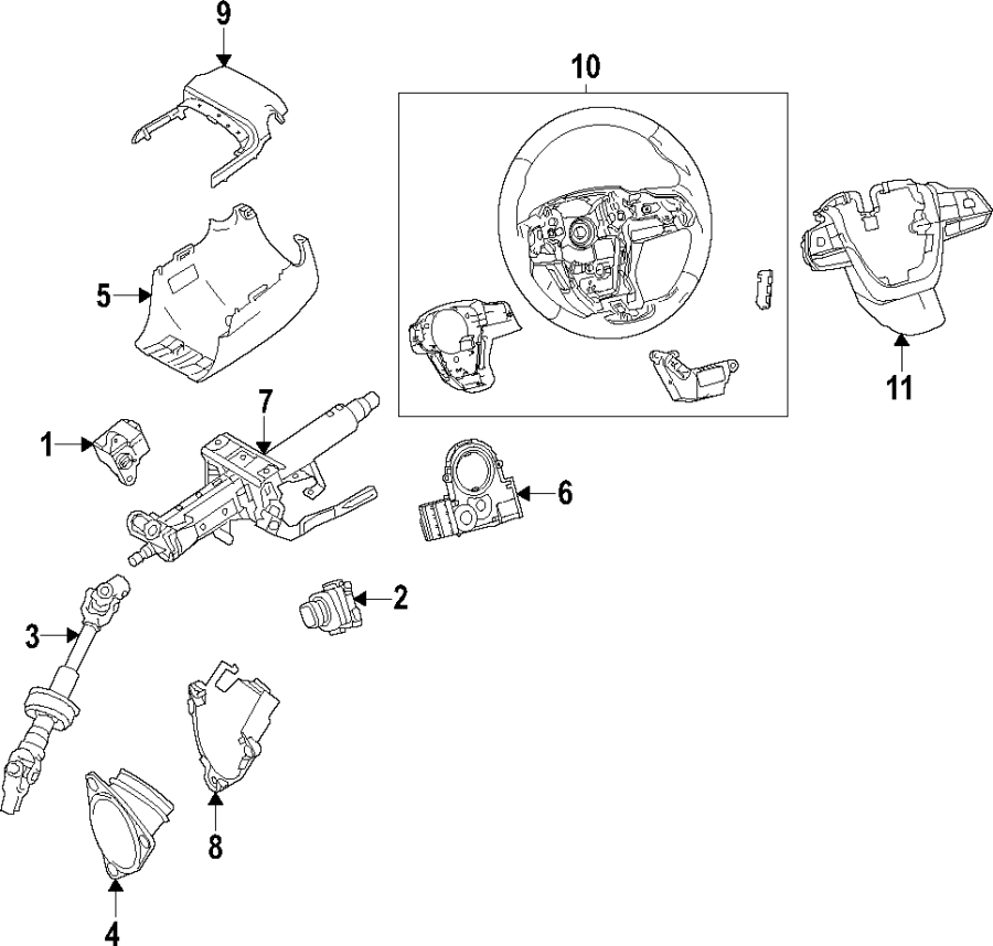 Diagram Steering column. Steering wheel. for your 2010 Toyota RAV4   