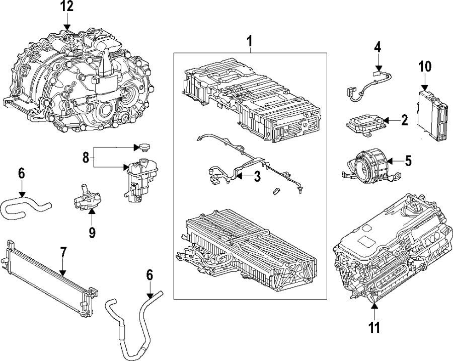 Diagram Hybrid components. Blower motor. Cooling system. for your 2019 Toyota Mirai   