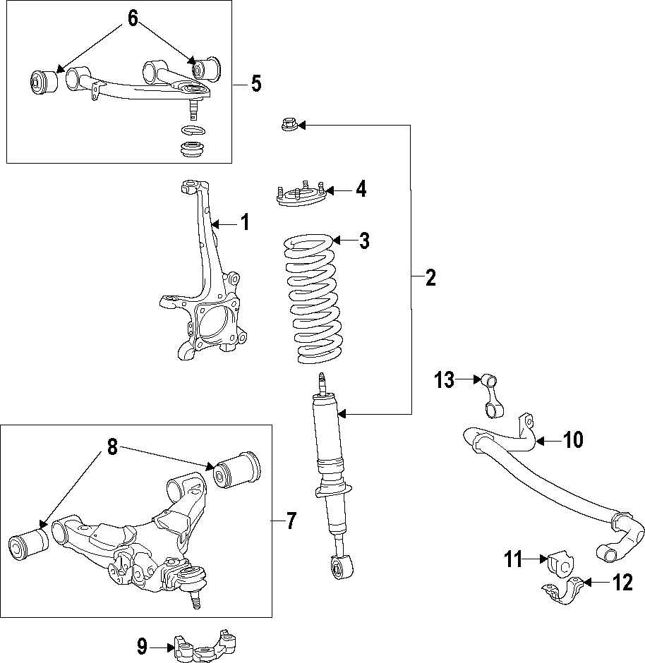 Diagram FRONT SUSPENSION. for your 2023 Toyota Corolla Cross   