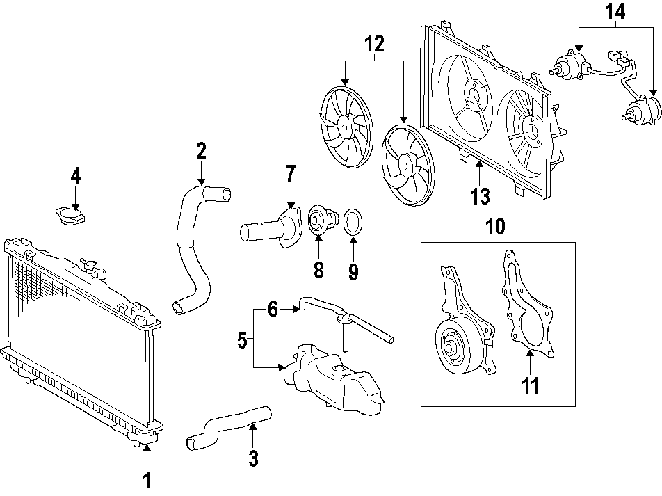 Diagram COOLING SYSTEM. COOLING FAN. RADIATOR. WATER PUMP. for your 2015 Toyota RAV4   