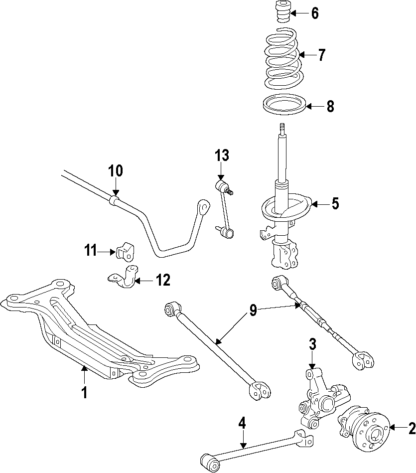 Diagram REAR SUSPENSION. STABILIZER BAR. SUSPENSION COMPONENTS. for your Toyota Highlander  