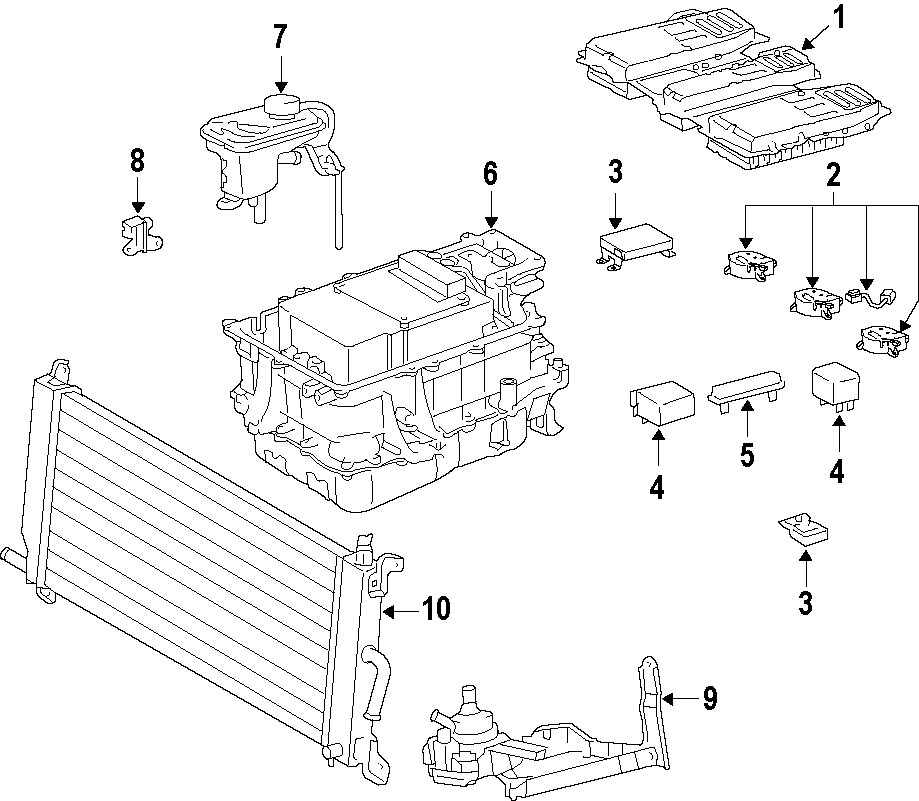 Diagram HYBRID COMPONENTS. COOLING SYSTEM. for your 2021 Toyota RAV4  TRD Off-Road Sport Utility 