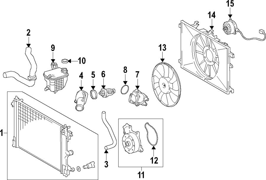 Diagram COOLING SYSTEM. COOLING FAN. RADIATOR. WATER PUMP. for your 2007 Toyota Highlander   