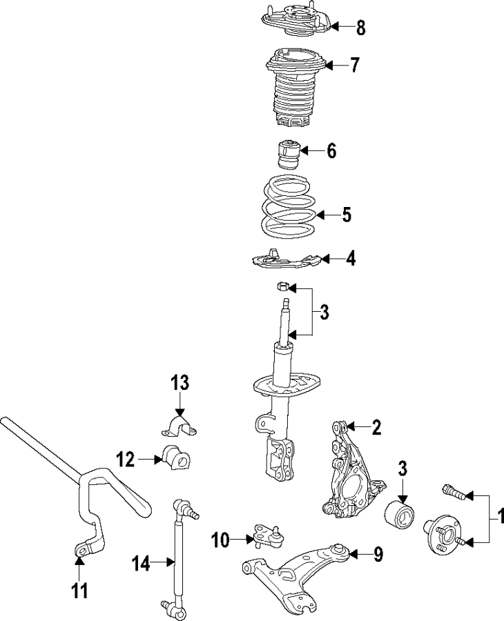 Diagram FRONT SUSPENSION. LOWER CONTROL ARM. STABILIZER BAR. SUSPENSION COMPONENTS. for your 2003 Toyota Avalon  XLS Sedan 