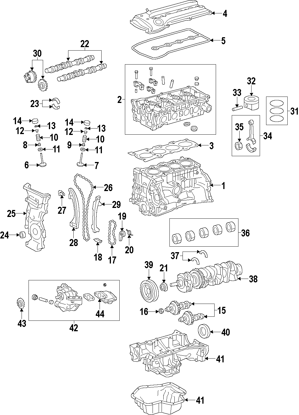 Diagram CAMSHAFT & TIMING. CRANKSHAFT & BEARINGS. CYLINDER HEAD & VALVES. LUBRICATION. MOUNTS. PISTONS. RINGS & BEARINGS. for your 2012 Toyota Tacoma 4.0L V6 M/T 4WD Base Standard Cab Pickup Fleetside 