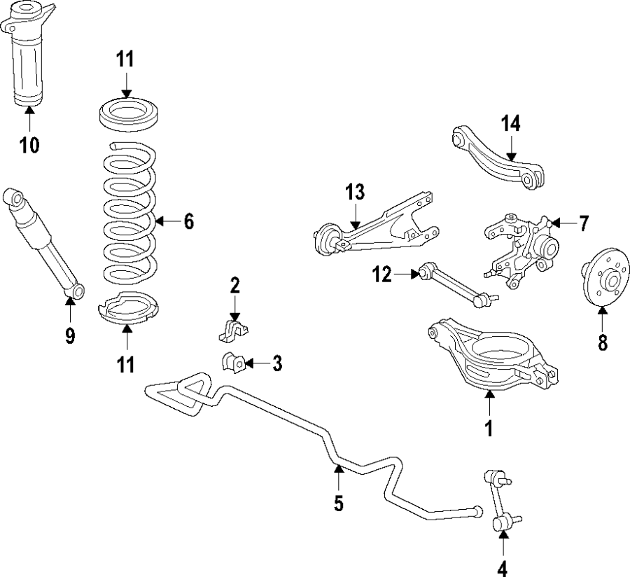 Diagram Rear suspension. Lower control arm. Stabilizer bar. Suspension components. Upper control arm. for your 2009 Toyota RAV4   