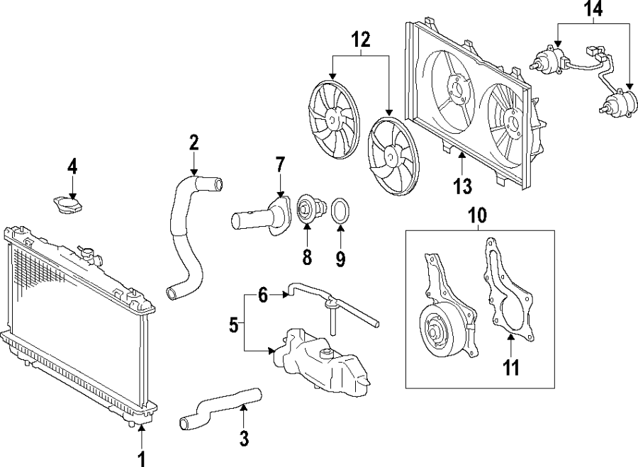 Diagram COOLING SYSTEM. COOLING FAN. RADIATOR. WATER PUMP. for your Toyota Camry  